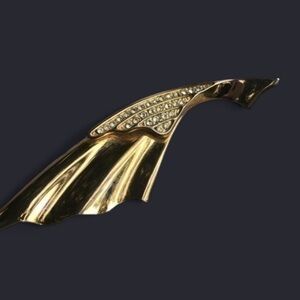 Vintage Goldtone Crystal Stones Asymmetrical Art Deco Brooch Pin